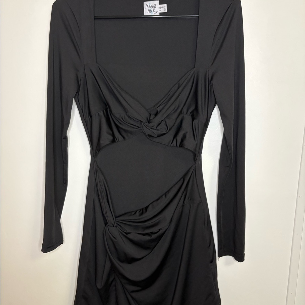 Princess Polly Black Ruched Cutout Mini Dress